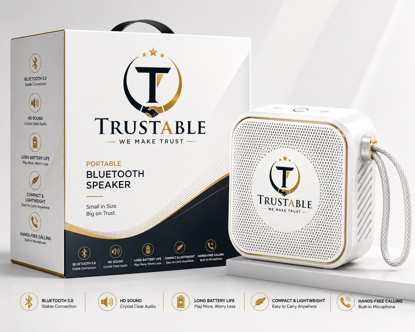 TRUSTABLE Portable Bluetooth Speaker – HD Sound, Bluetooth 5.0