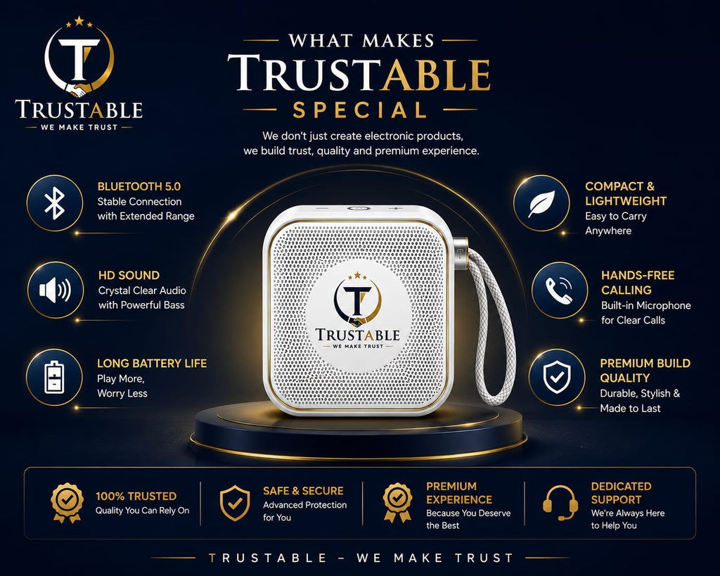 TRUSTABLE Portable Bluetooth Speaker – HD Sound, Bluetooth 5.0